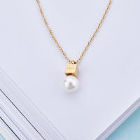 Custom Gold Stainless Steel Love Wish Pearl Necklace NB3-22