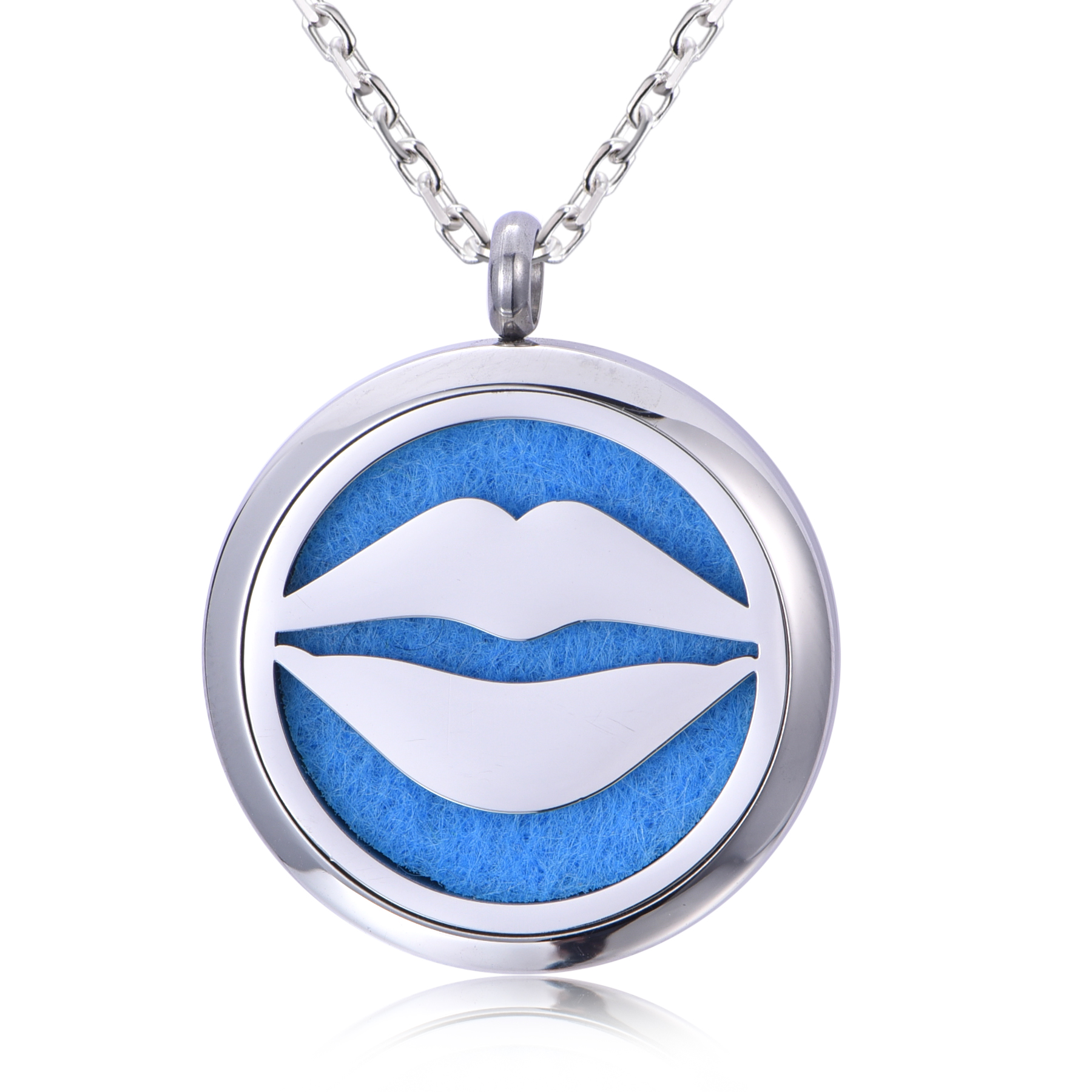 New-designed Stainless Steel Lip Diffuse Locket Pendant Necklace NS10-16