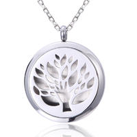 New Arrived Stainless Steel Tree Of Life Essential Oil Diffuse Locket Pendant Necklace NS10-17