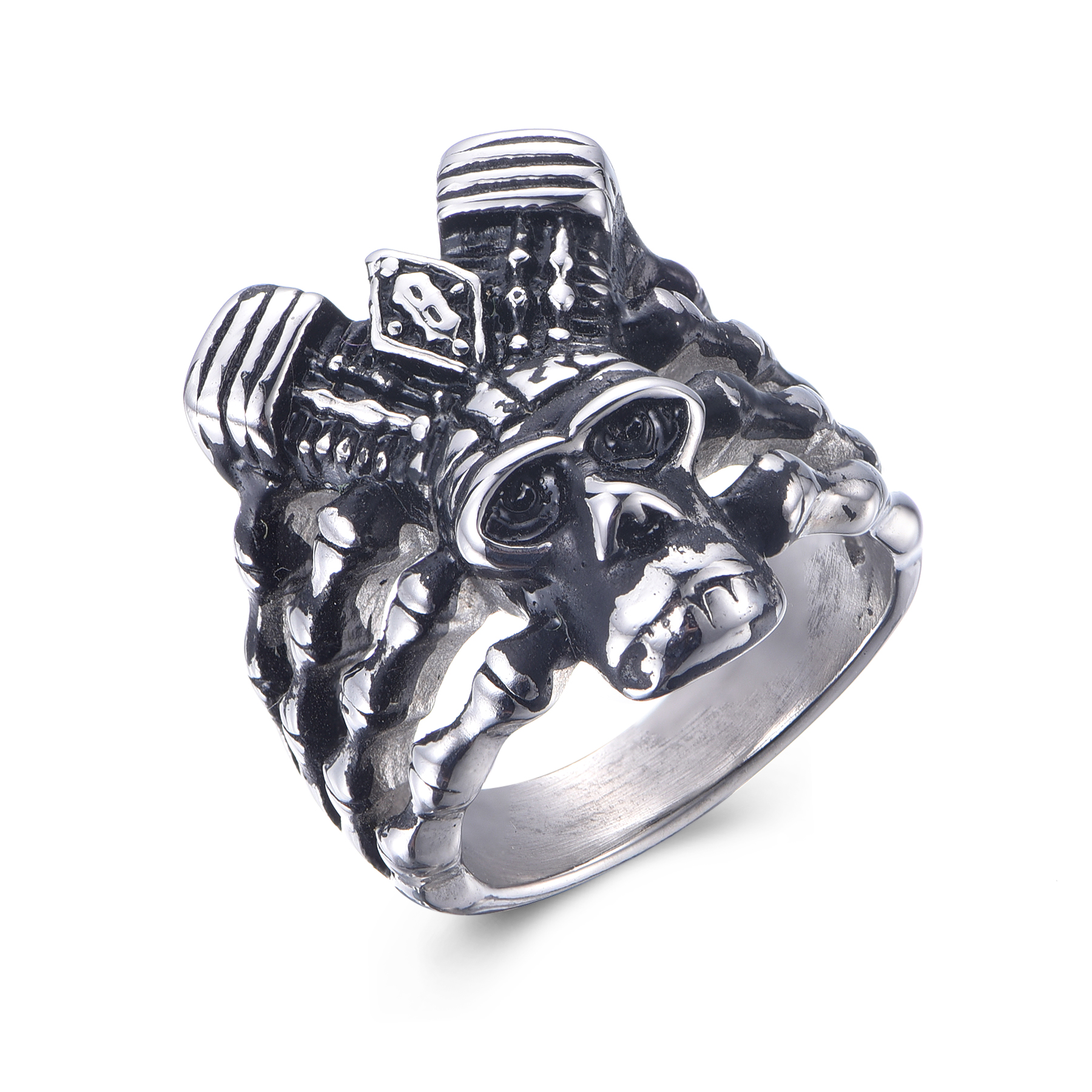 Hip Hop Stainless Steel Vintage Male Skull Ring Wholesale RS10-08