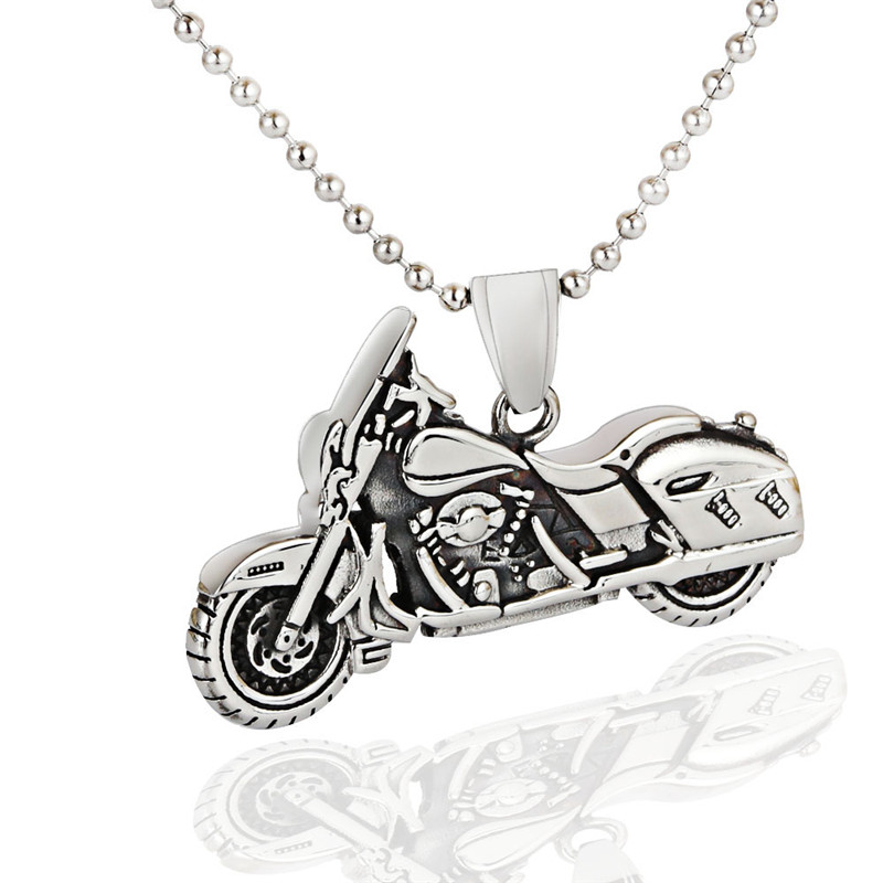 Punk Stainless Steel Motor Biker Pendant Necklace 213880