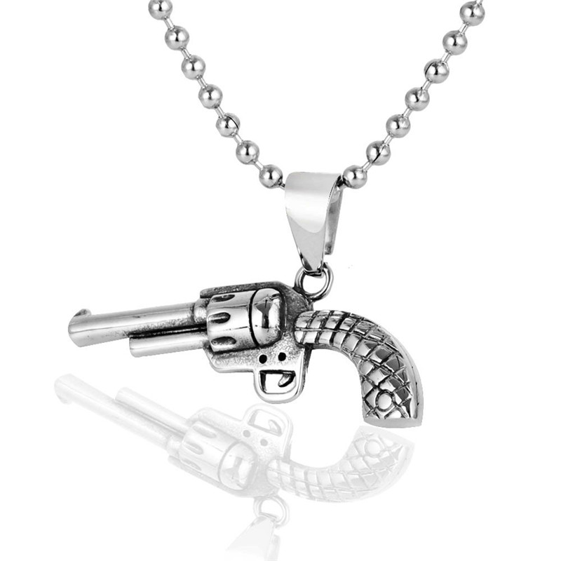 Fashion Stainless Steel Punk Handgun Jewelry Necklace 213881