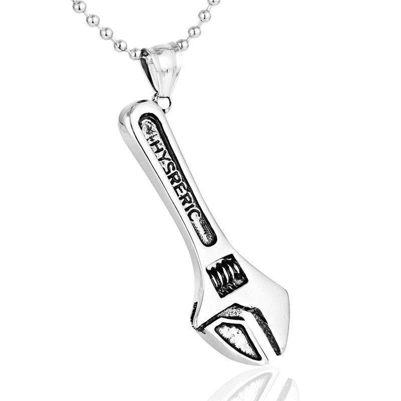 Punk Stainless Steel Spanner Pendant Necklace For Men 213887