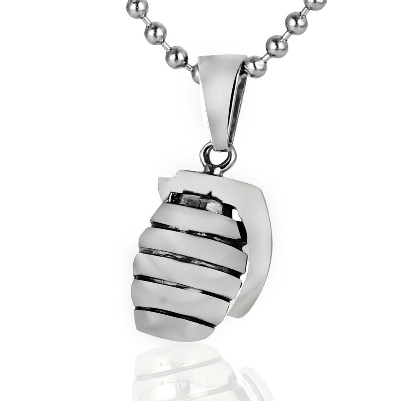 Popular Stainless Steel Hand Grenade Shape Pendant Necklace Wholesale 213890