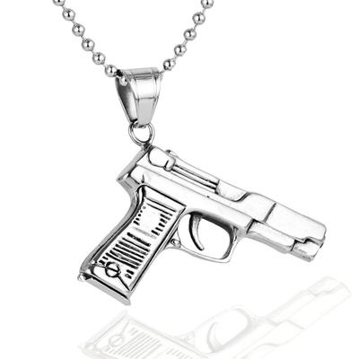 New Designed Wholesale Stainless Steel Hand Gun Pendant Necklace 213914