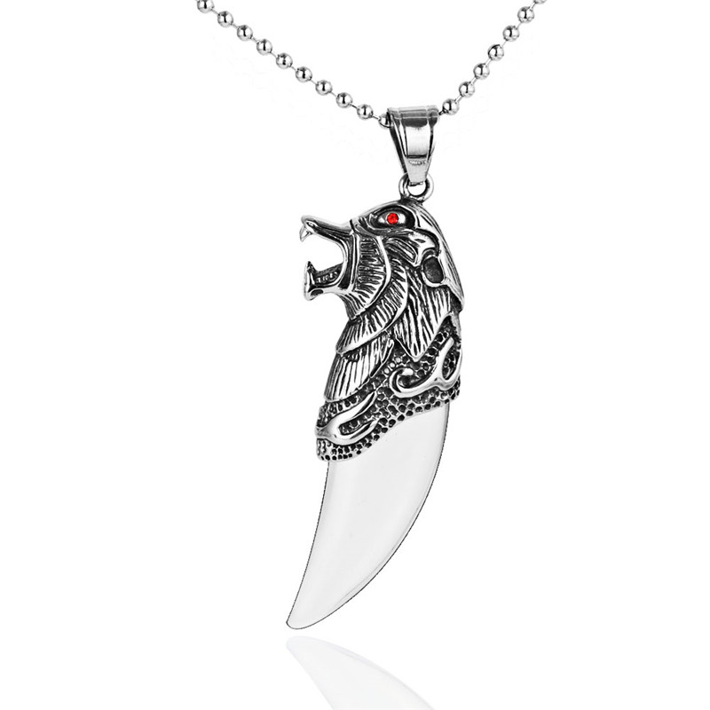 Personalized Stainless Steel Wolf Tooth Manly Necklace Pendant 213872