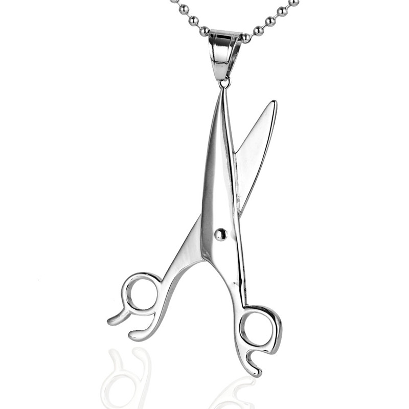 Stainless Steel Hip Hop Shining Shear Necklace Pendant 213878