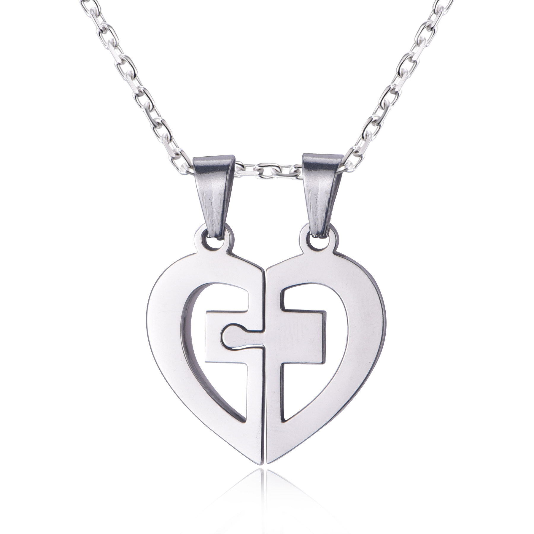 Custom Stainless Steel Key to My Heart Necklace for Couples NJ-05
