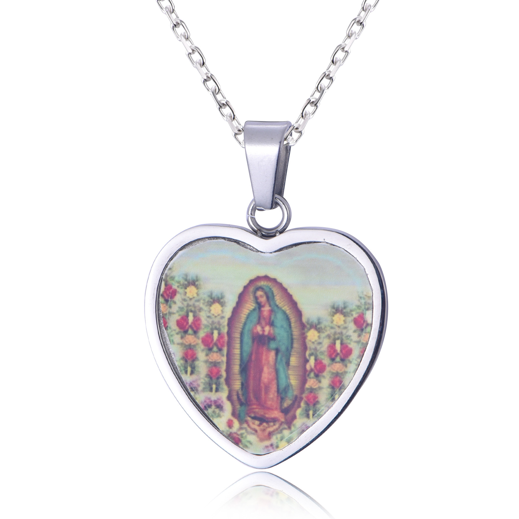 Stainless Steel Virgin Mary Religious Pendant Necklace NJ-06